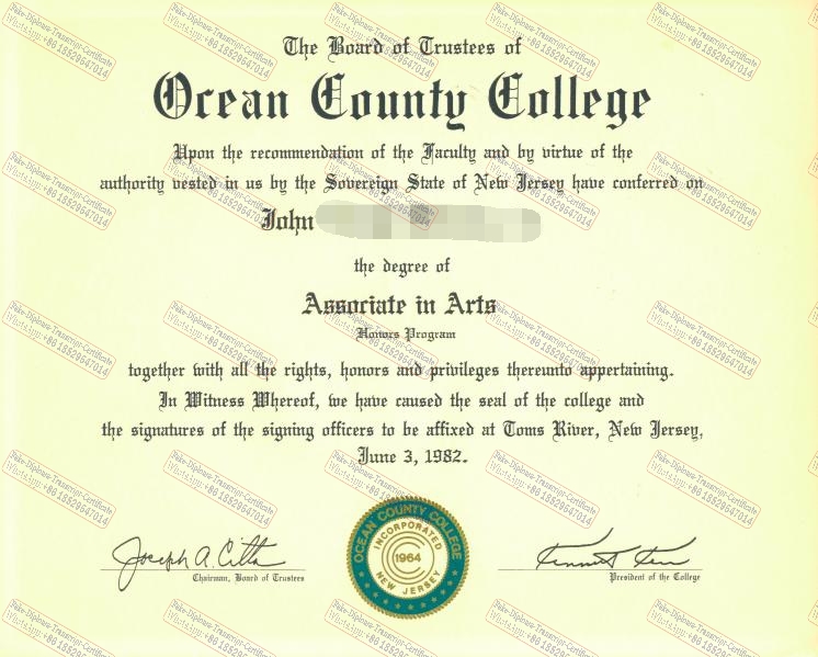 Copy Fake Ocean County College Diploma