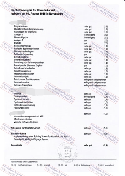 Copy Fake Ravensburg Weingarten University of Applied Sciences Certificate