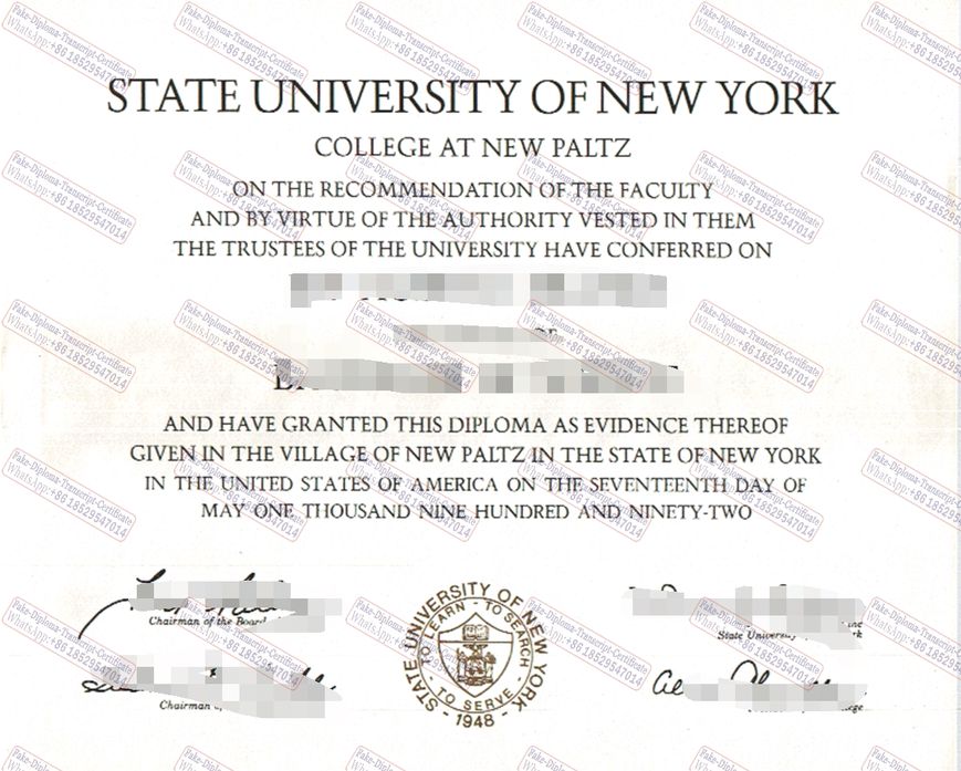 Copy Fake State University of New York at New Paltz Certificate