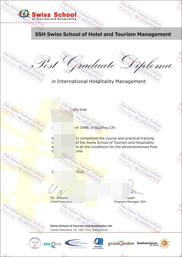 Copy Fake Swiss School of Tourism and Hospitality（SSTH） Diploma