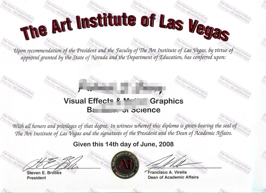 Copy Fake The Art Institute of Las Vegas Certificate