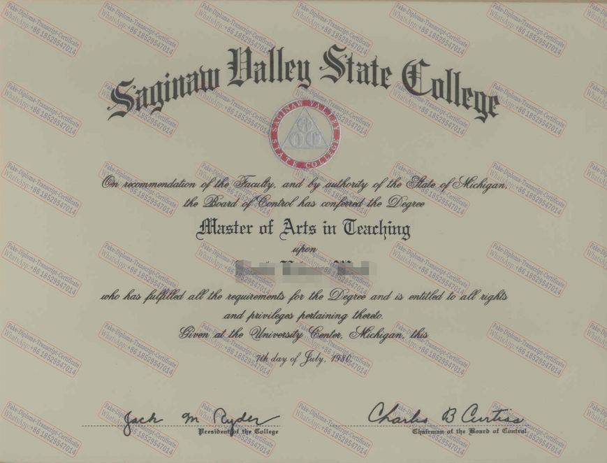 Copy Fake The steps to buy fake Saginaw Valley State University Degree Certificate