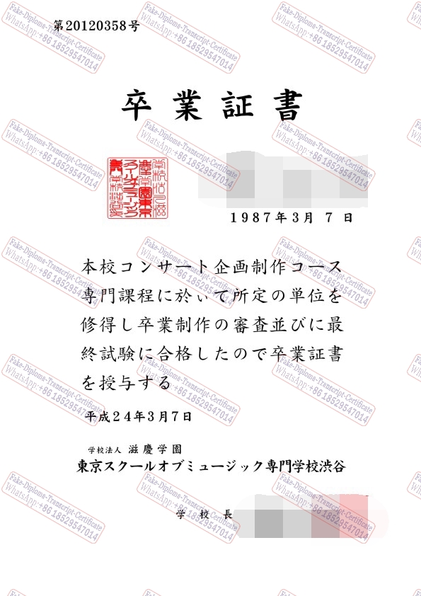 Copy Fake Tokyo College of Music Degree