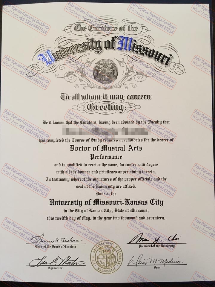 Copy Fake University of Missouri, Kansas City Certificate