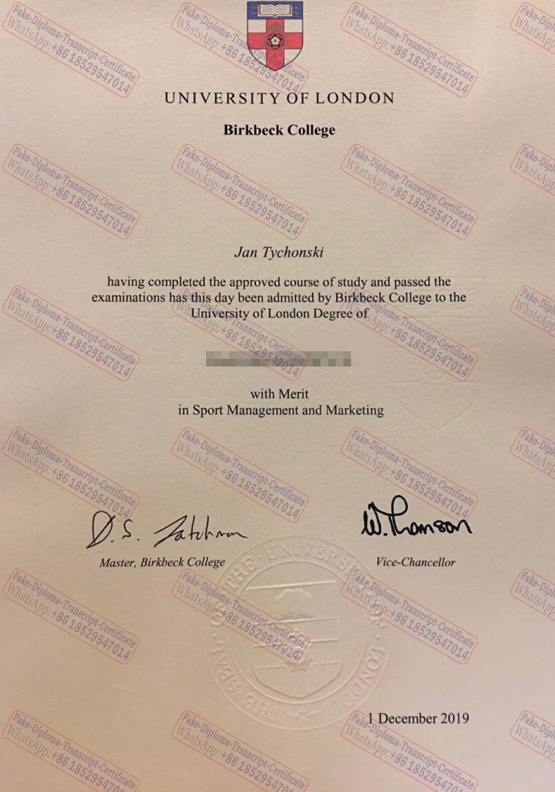 Fake Birkbeck college University of London Certificate