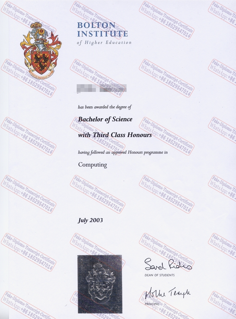 Fake Bolton Institute of Higher Education Certificate