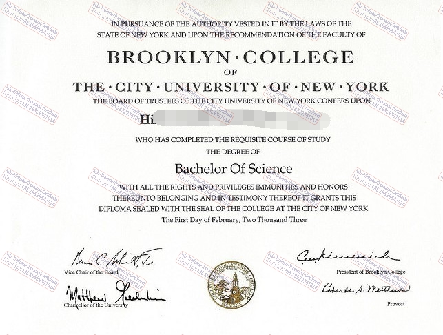 Fake Buy fake City University of New York Brooklyn College Degree Certificate