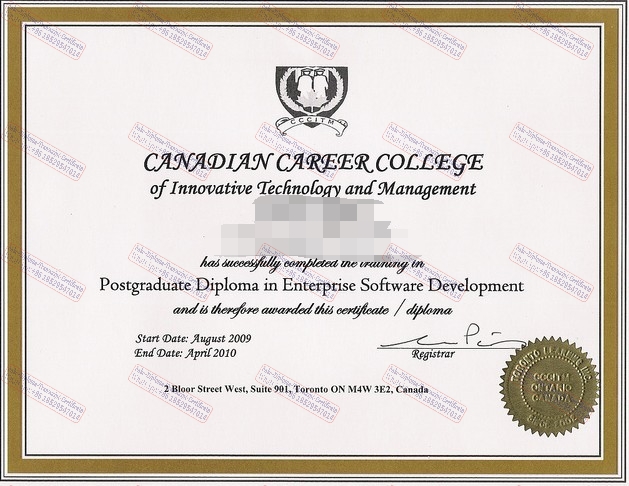 Fake Canada Career College of Innovative Technology and Management Degree