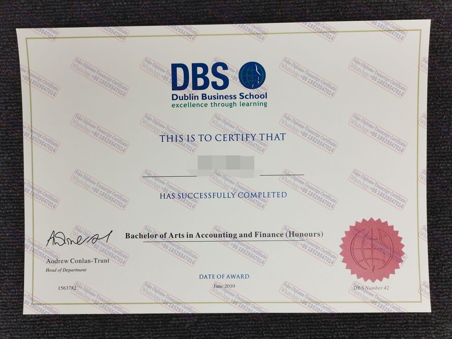 Fake Dublin Business School(DBS) Certificate