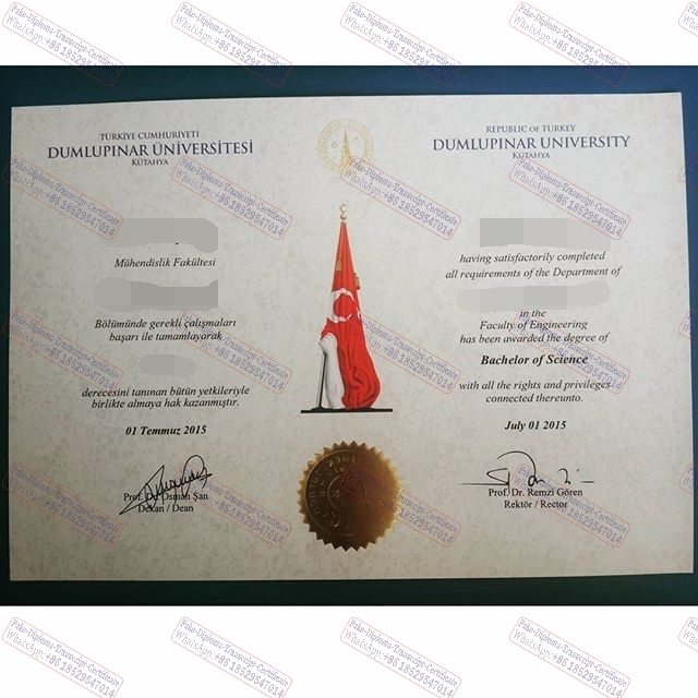 Fake Dumlupinar University Diploma