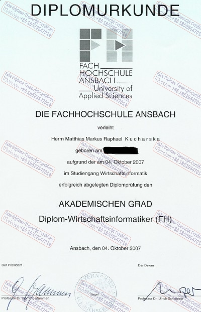 Fake Fachhochschule Ansbach Certificate