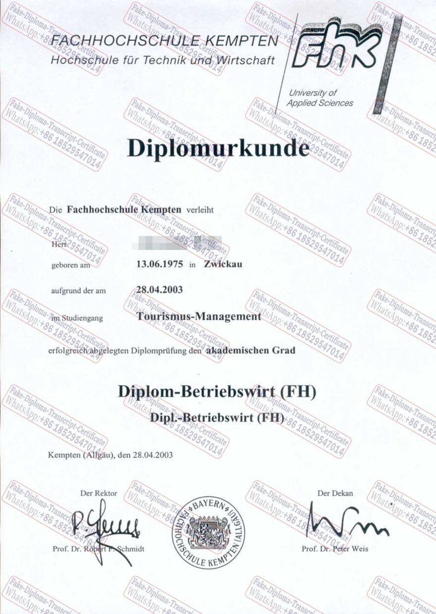 Fake Fachhochschule Kempten Diploma