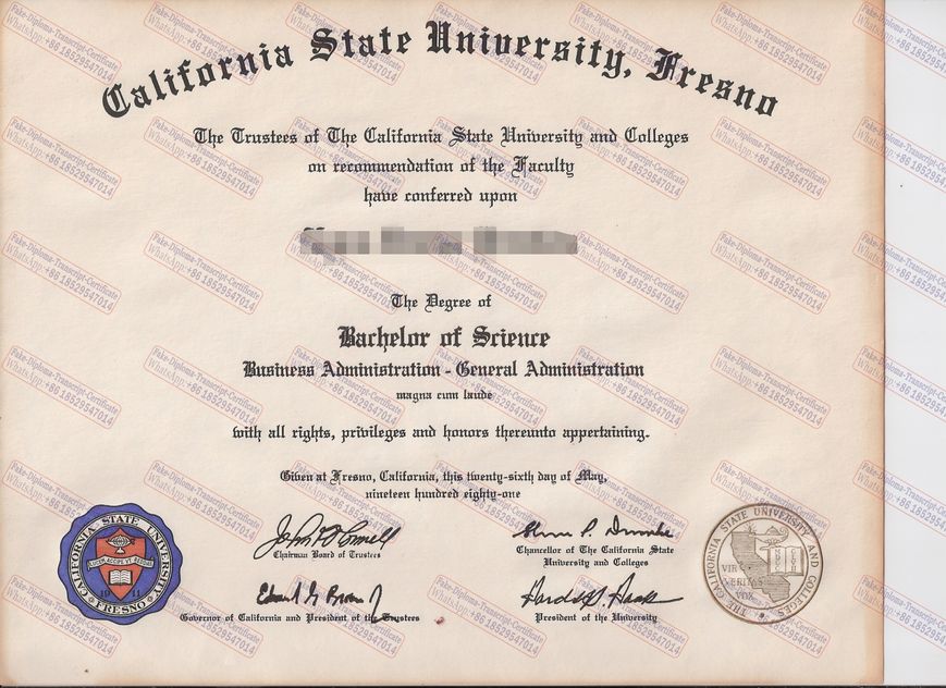 Fake Fake California State University,Fresno Certificate Certificate