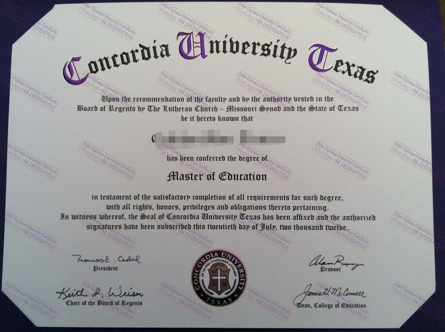 Fake Fake Concordia University Texas Certificate Diploma