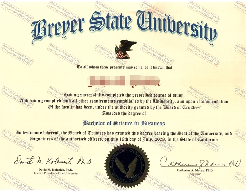 Fake How to purchase fake Breyer State University Certificate Certificate