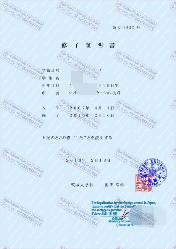 Fake Ibaraki University Certificate