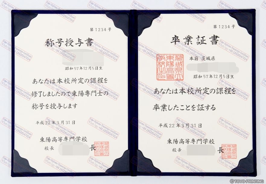 Fake Japan Toyo Higher Technical College Diploma