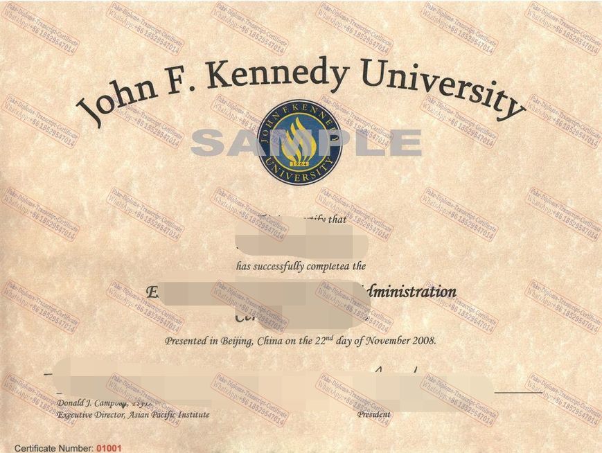 Fake John F. Kennedy University Diploma