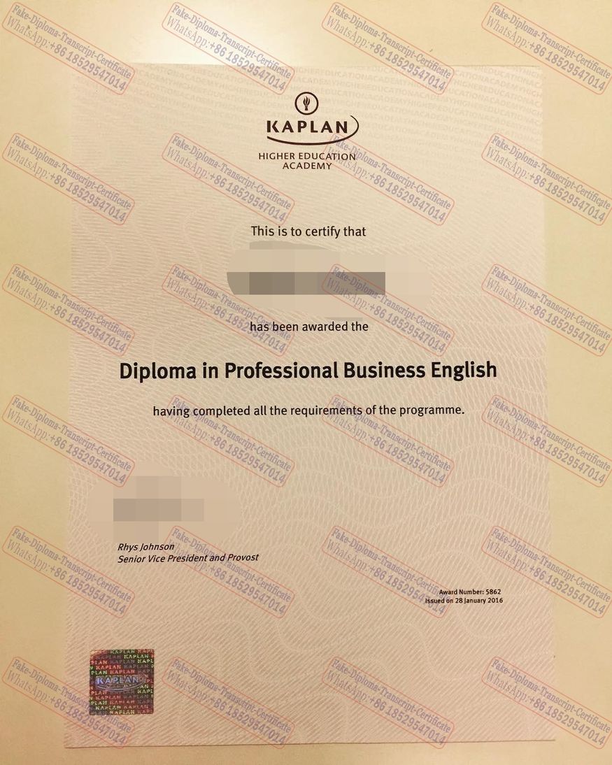 Fake Kaplan Higher Education Academy Certificate