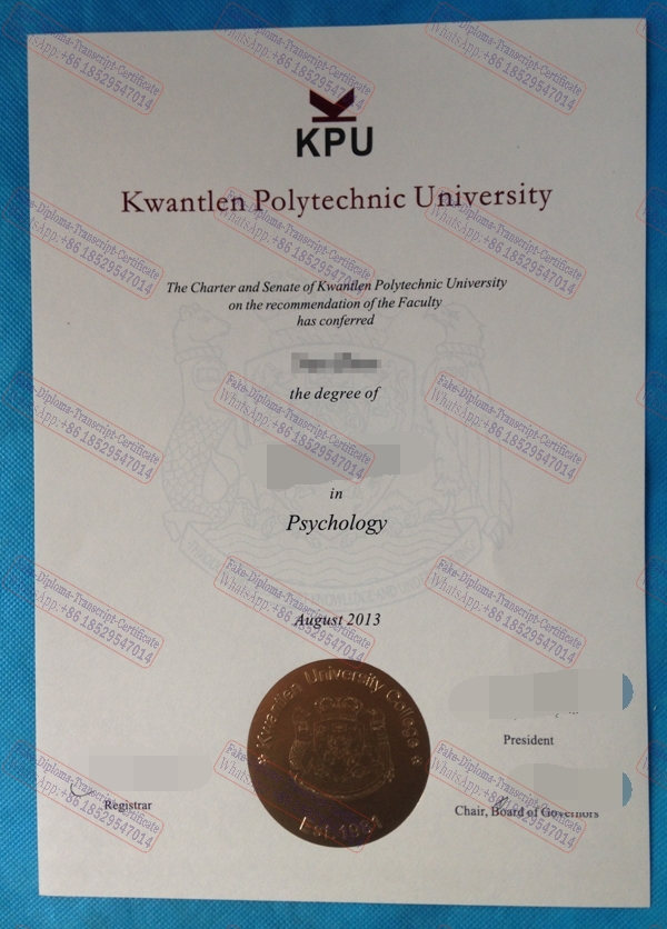 Fake Kwantlen Polytechnic University Certificate