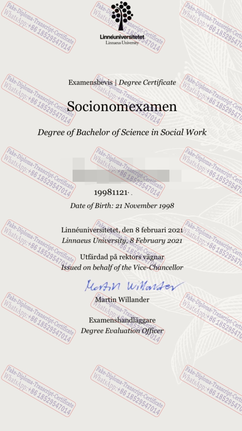 Fake Linnaeus University Certificate