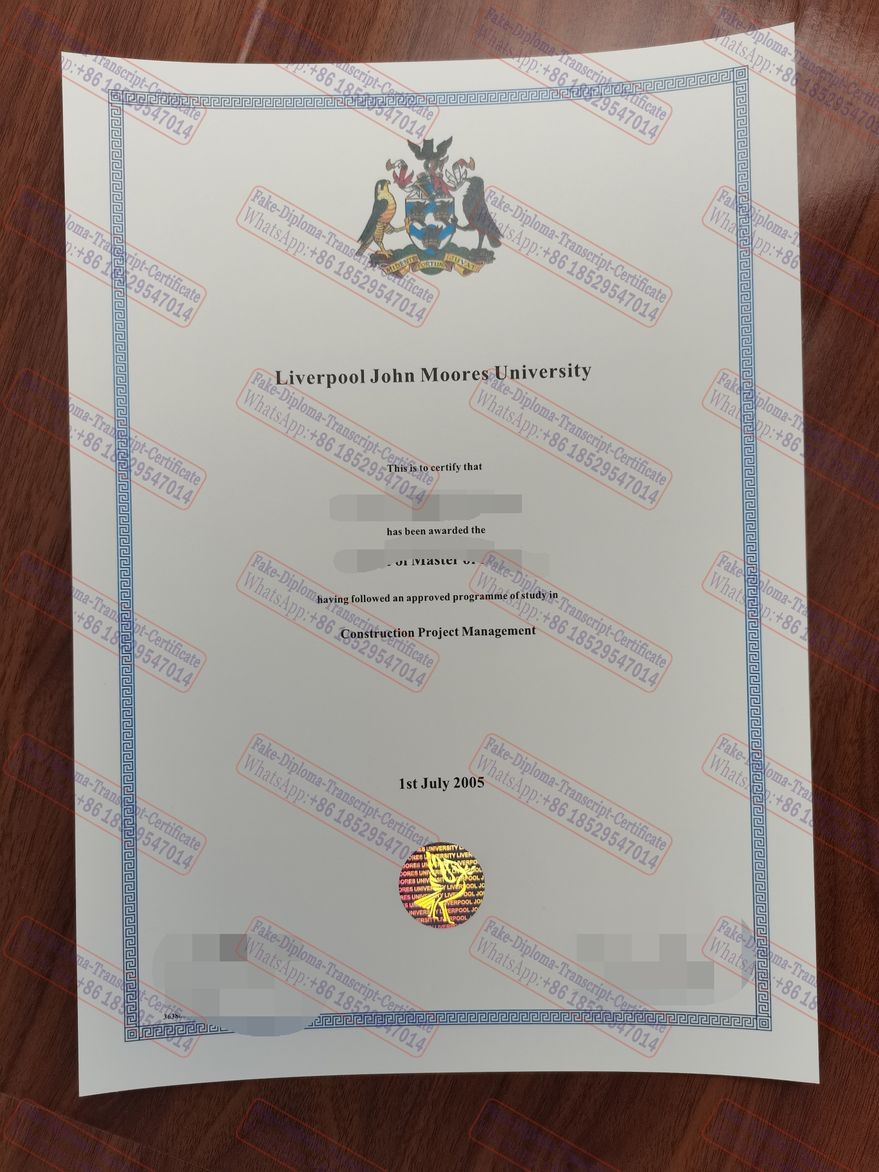 Fake Liverpool John Moores University Certificate