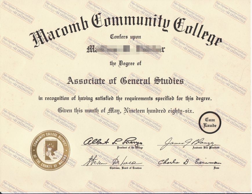 Fake Macomb Community College Diploma