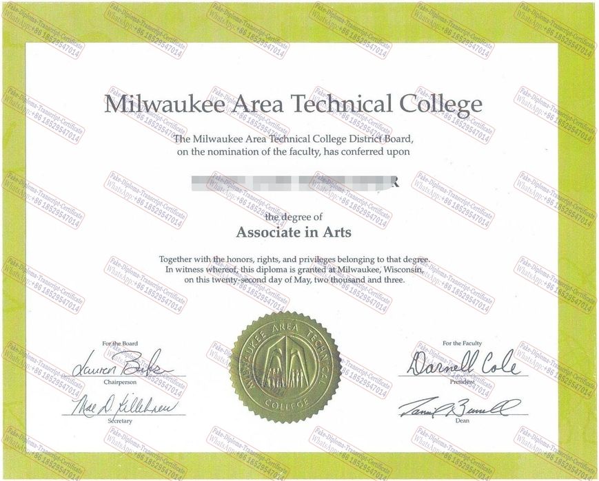 Fake Milwaukee Area Technical College Degree