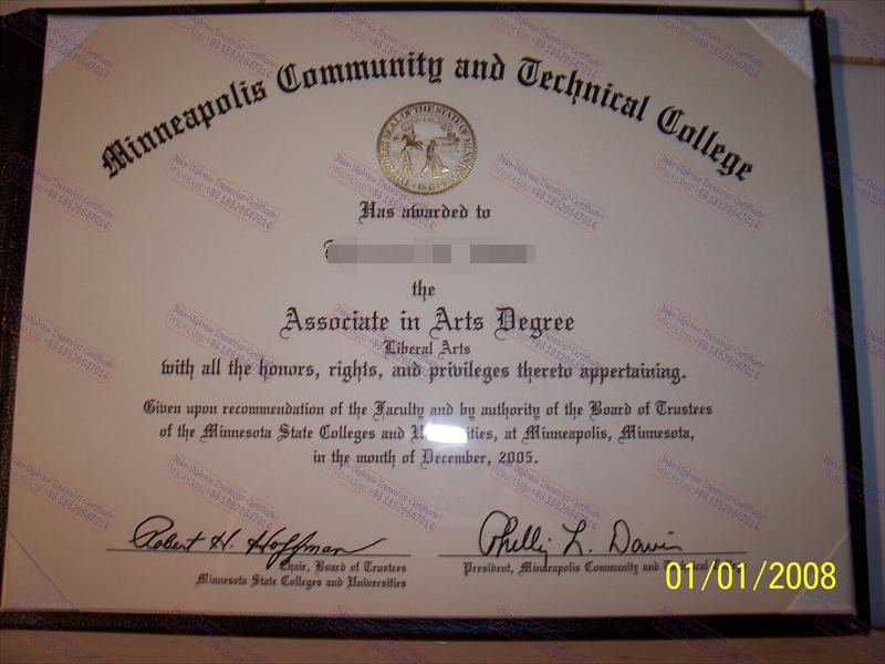 Fake Minneapolis Community and Technical College Certificate