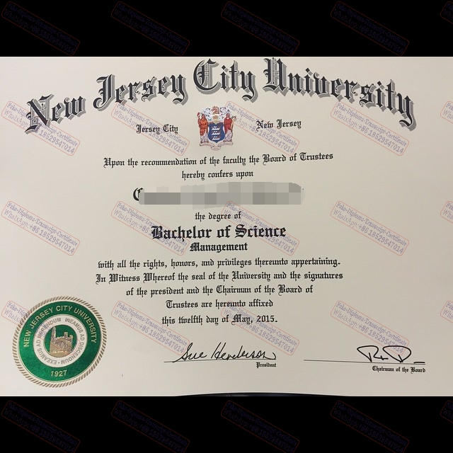 Fake New Jersey City University Diploma