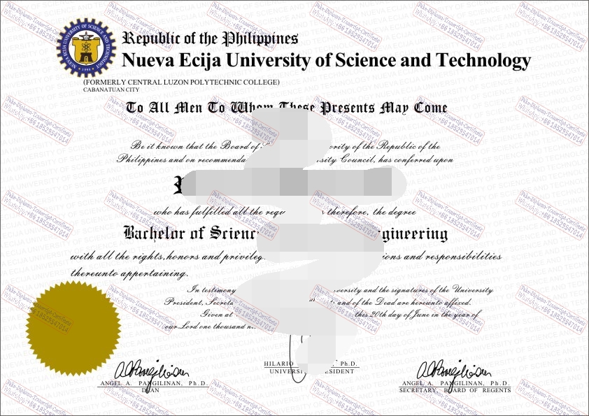 Fake Nueva Ecija University of Science and Technology Diploma