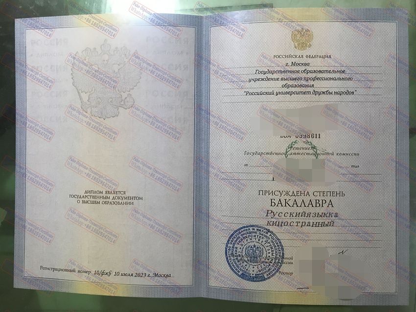 Fake Peoples Friendship University of Russia Diploma