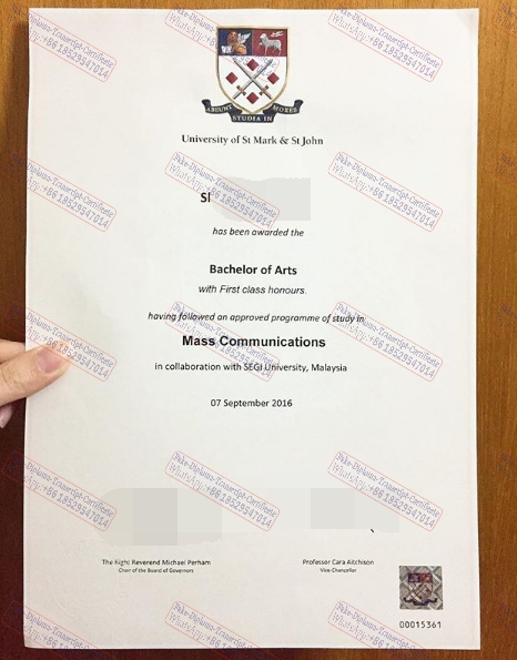 Fake Plymouth Marjon University Certificate