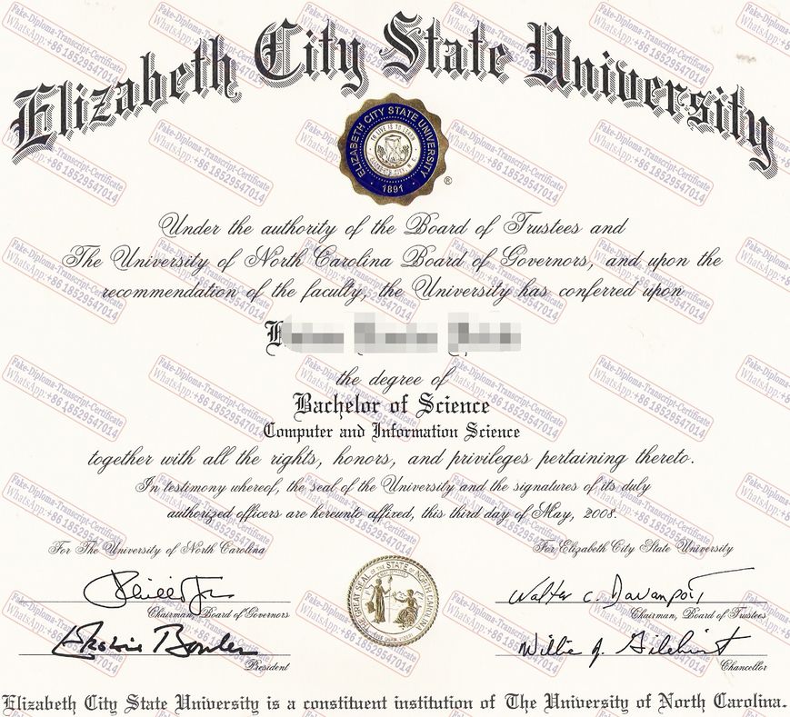 Fake Purchase phony Elizabeth City State University Certificate Degree