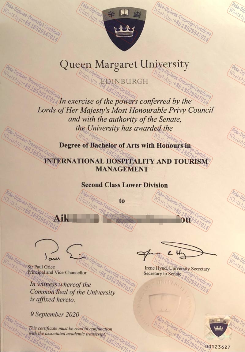 Fake Queen Margaret University, Edinburgh Certificate