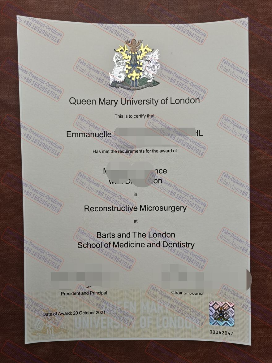 Fake Queen Mary University of London Certificate