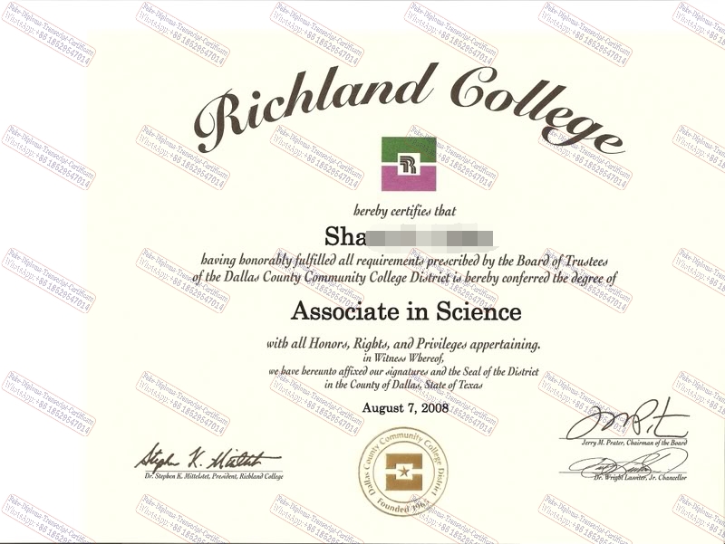 Fake Richland College Certificate