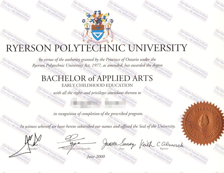 Fake Ryerson Polytechnic University Diploma