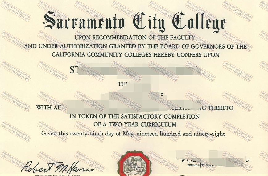 Fake Sacramento City College Certificate