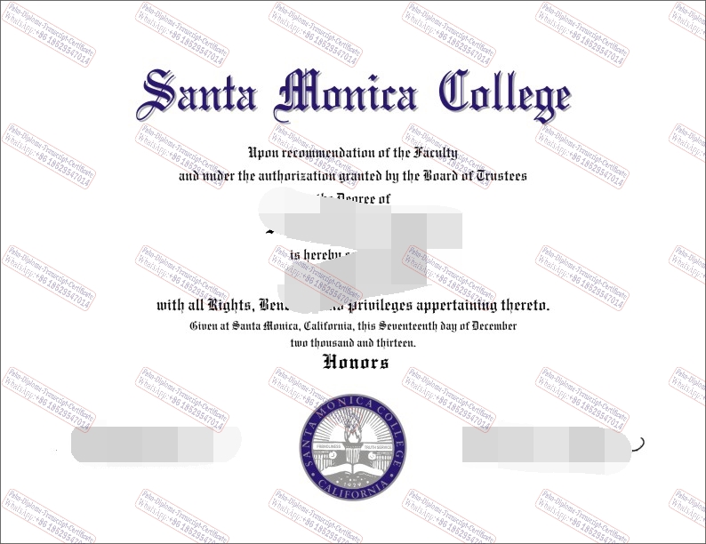 Fake Santa Monica College Certificate