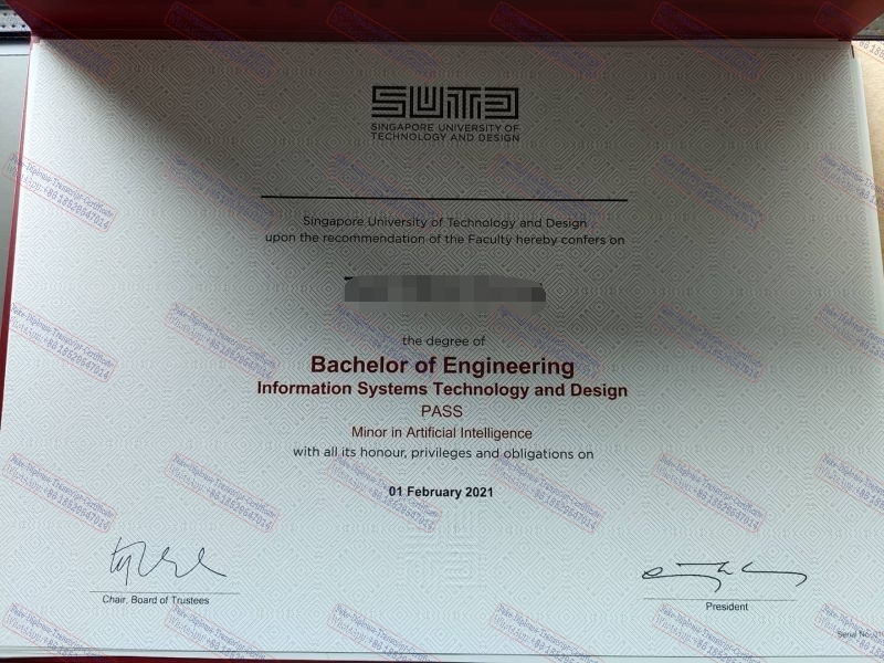 Fake Singapore University of Technology and Design Certificate