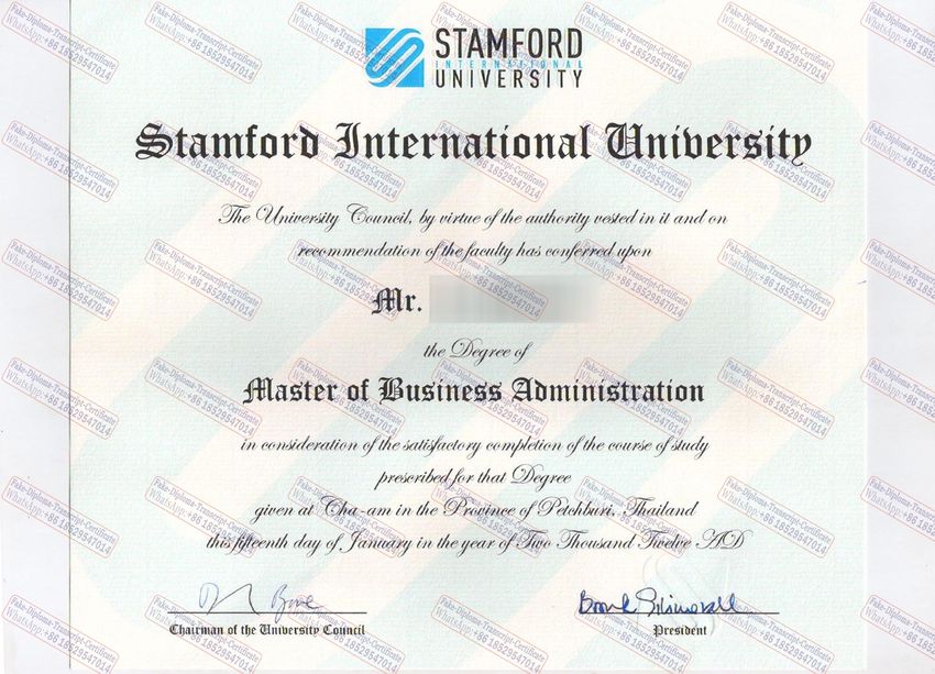 Fake Stamford international University Diploma