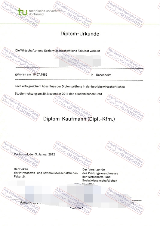 Fake Technische Universitat Dortmund Diploma