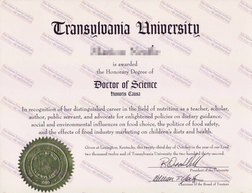 Fake Transylvania University Certificate