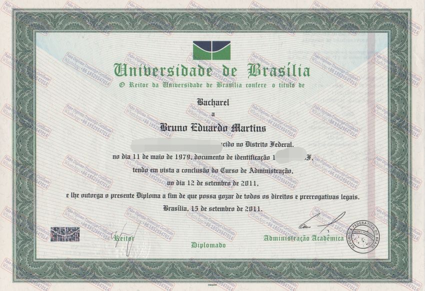 Fake Universidade de Brasília Certificate