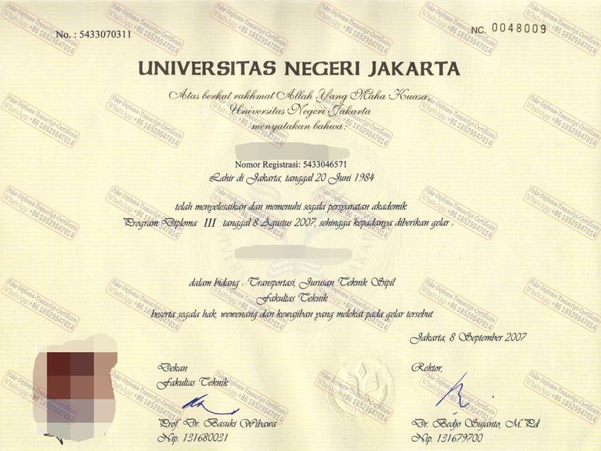 Fake Universitas Negeri Jakarta Diploma