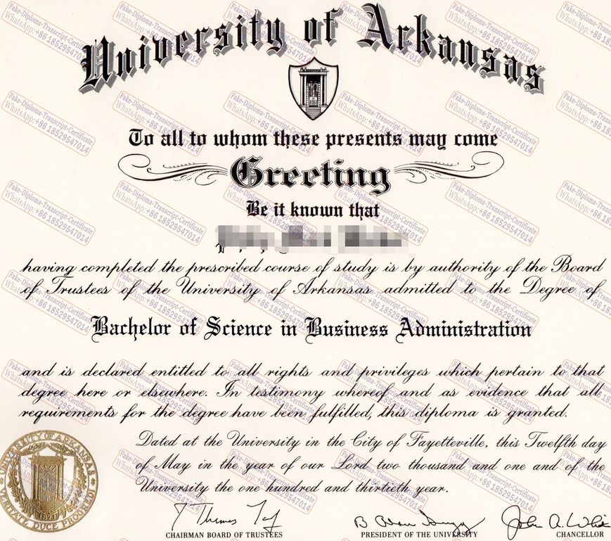 Fake University of Arkansas Diploma