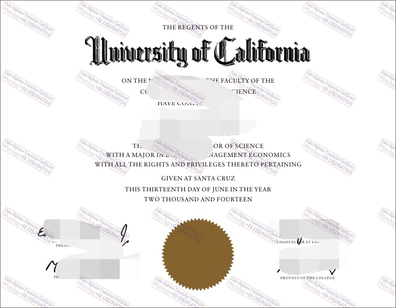 Fake University of California Santa Cruz Diploma