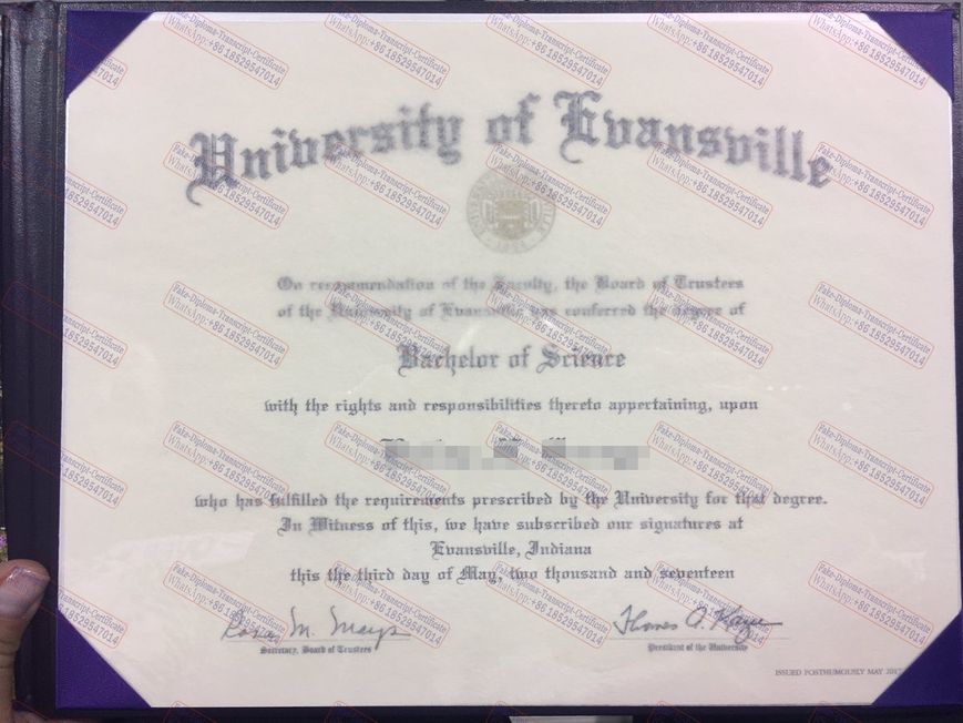 Fake University of Evansville Certificate