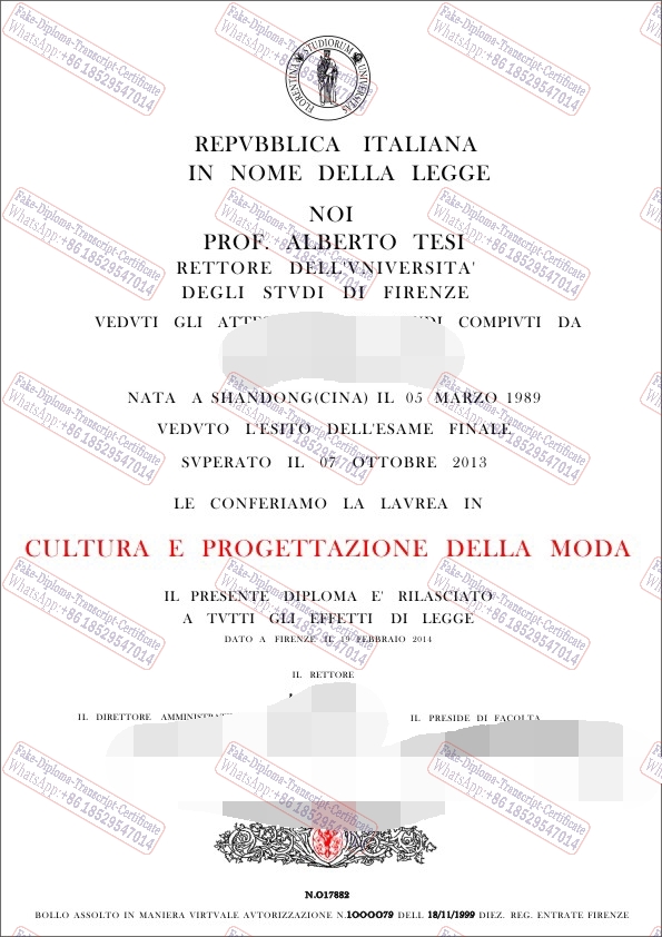 Fake University of Florence Diploma